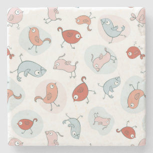 patroon met cartoon vogels stenen onderzetter