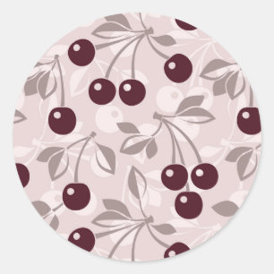 Patroon met Cherries 2 Ronde Sticker