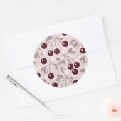 Patroon met Cherries 2 Ronde Sticker (Envelop)