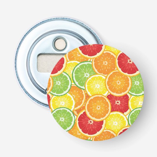 Patroon met citrusvruchten button flesopener (Voorkant)