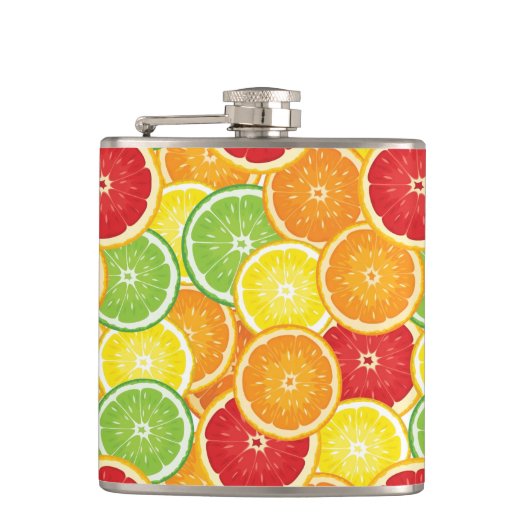 Patroon met citrusvruchten heupfles (Voorkant)