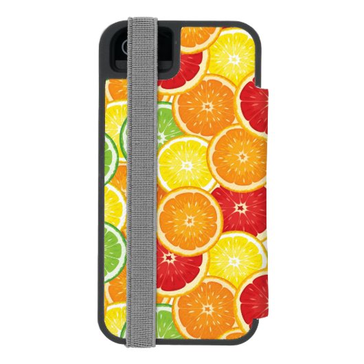 Patroon met citrusvruchten incipio iPhone portemonnee hoesje (Agenda Achterkant)