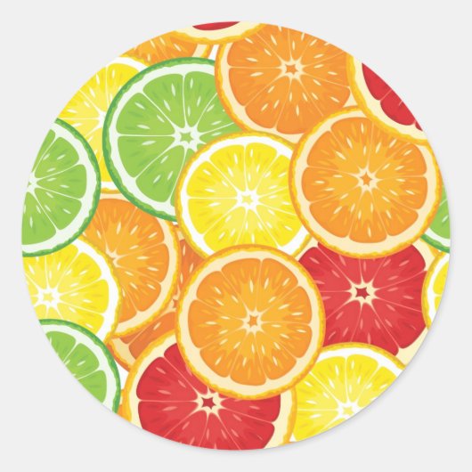 Patroon met citrusvruchten ronde sticker (Voorkant)