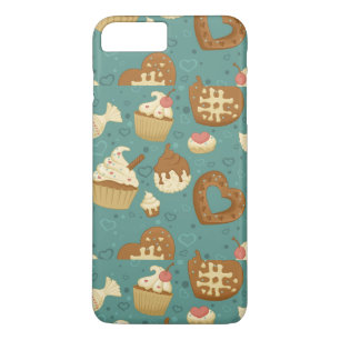 Patroon met cupcakes en snoepjes 	iPhone 8 plus / 7 plus hoesje