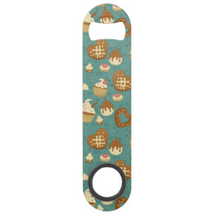 Patroon met cupcakes en snoepjes speed flessenopener