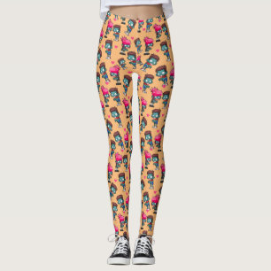 Patroon met Cute Zombie Girls, Jongens en Harten Leggings