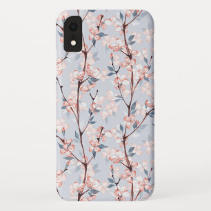 Patroon met delicate lentesakura-bloemen iPhone XR hoesje