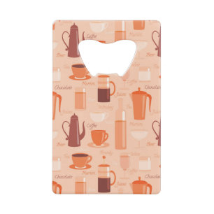 Patroon met drinken en tekst kredietkaart flessenopener