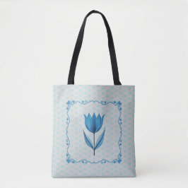 Patroon met een blauwe tulp draagtas