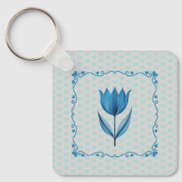 Patroon met een blauwe tulp  sleutelhanger