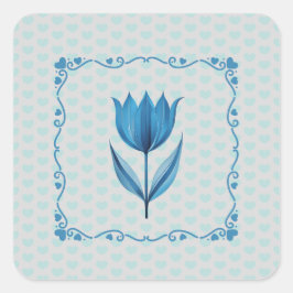 Patroon met een blauwe tulp sticker