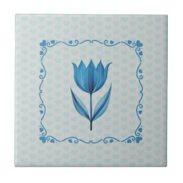 Patroon met een blauwe tulp tegeltje