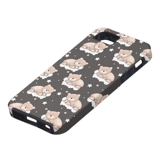 patroon met een klein beer slapen Case-Mate iPhone case (Onderkant)