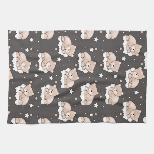 patroon met een klein beer slapen theedoek (Horizontaal)
