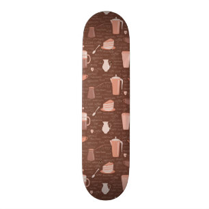 Patroon met elementen in verband met koffie skateboard