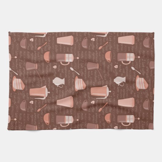 Patroon met elementen in verband met koffie theedoek (Horizontaal)