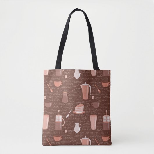 Patroon met elementen in verband met koffie tote bag (Voorkant)