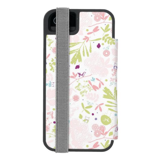 patroon met florale weergave incipio iPhone portemonnee hoesje (Agenda Achterkant)
