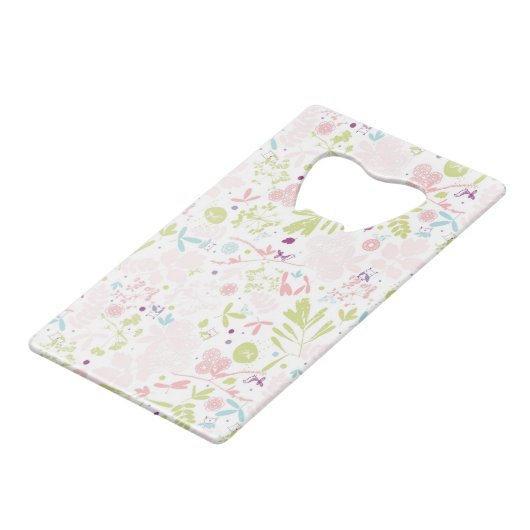 patroon met florale weergave kredietkaart flessenopener (Voorkant Gekanteld)