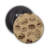 Patroon met gebak, desserts en bakkerij button flesopener (Voorkant)