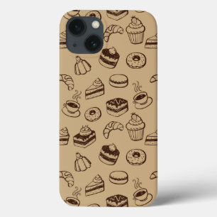 Patroon met gebak, desserts en bakkerij iPhone 13 hoesje