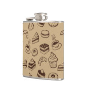 Patroon met gebak, desserts en bakkerij heupfles (Links)