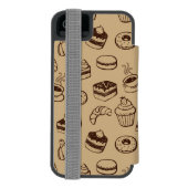 Patroon met gebak, desserts en bakkerij incipio iPhone portemonnee hoesje (Agenda Achterkant)