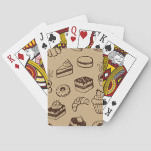Patroon met gebak, desserts en bakkerij speelkaarten