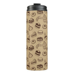 Patroon met gebak, desserts en bakkerij thermosbeker