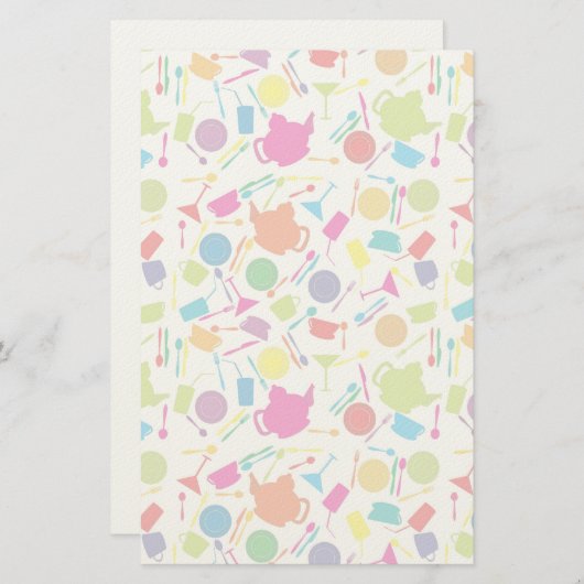 Patroon met gekleurde keukenspullen briefpapier (Voorkant / Achterkant)