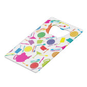 Patroon met gekleurde keukenspullen kredietkaart flessenopener (Voorkant Gekanteld)