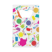 Patroon met gekleurde keukenspullen kredietkaart flessenopener (Achterkant)