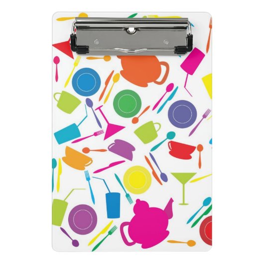 Patroon met gekleurde keukenspullen mini klembord (Voorkant)