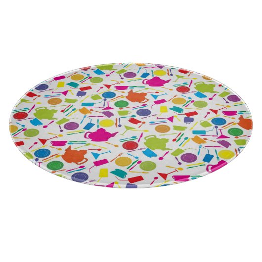 Patroon met gekleurde keukenspullen snijplank (Hoek)