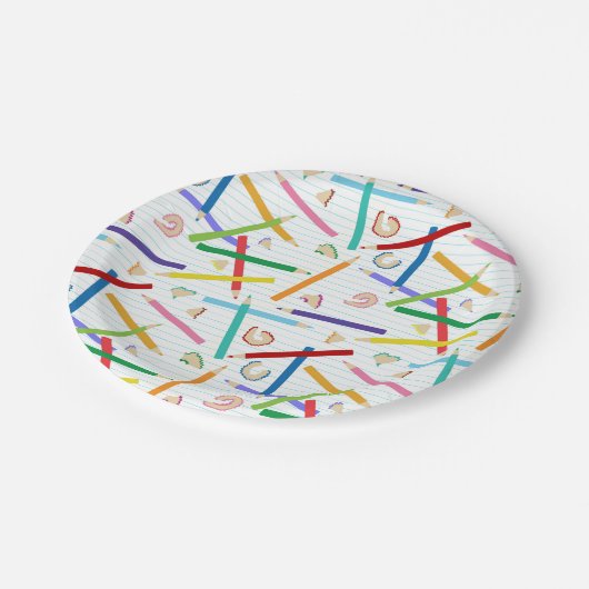 Patroon met gekleurde pennen papieren bordje (Gekanteld)