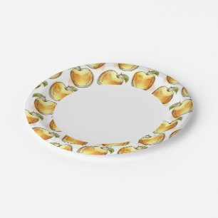 Patroon met gele appel papieren bordje