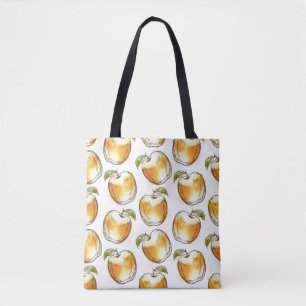 Patroon met gele appel tote bag