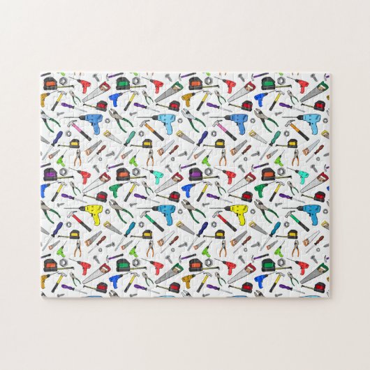 Patroon met gereedschap en illustraties van hardwa legpuzzel (Horizontaal)