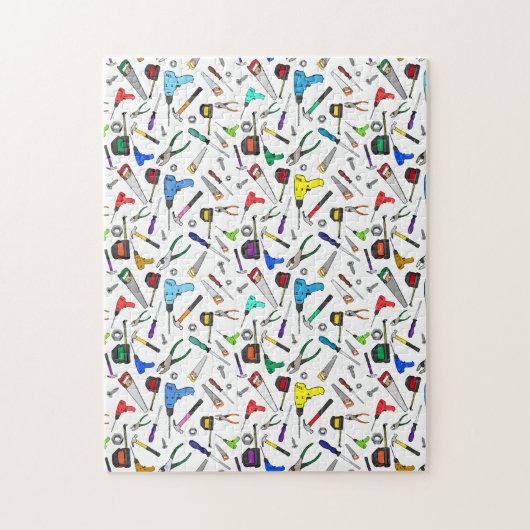 Patroon met gereedschap en illustraties van hardwa legpuzzel (Verticaal)