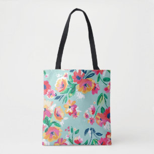 Patroon met geverfde bloemen draagtas