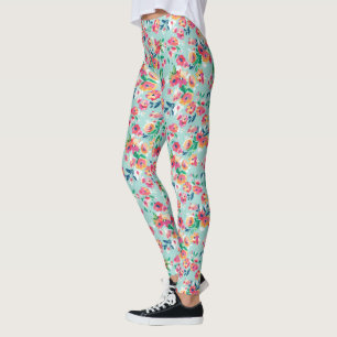Patroon met geverfde bloemen leggings