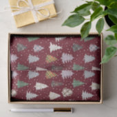 Patroon met gevlekte kerstbomen in Maroon Tissuepapier (Geschenk)