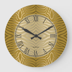 Patroon met gouden tinten Zebra Stripes Grote Klok