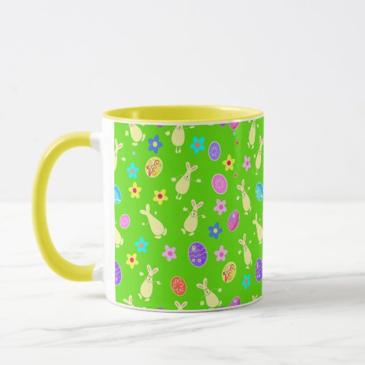 Patroon met grappige decoratieve hazen en eieren. mok (Links)