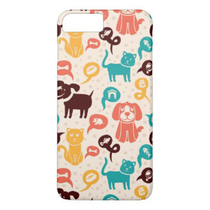 Patroon met grappige katten en honden 	iPhone 8 plus / 7 plus hoesje