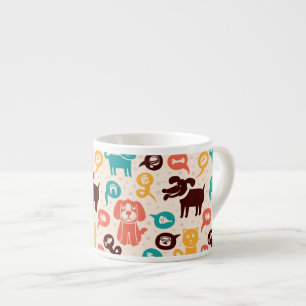 Patroon met grappige katten en honden espresso kop