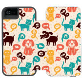Patroon met grappige katten en honden incipio iPhone portemonnee hoesje (Agenda Open)