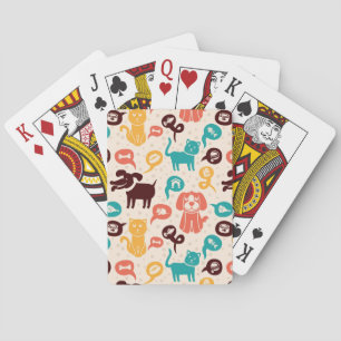 Patroon met grappige katten en honden pokerkaarten