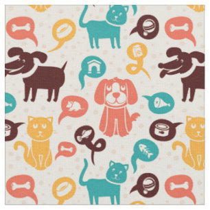 Patroon met grappige katten en honden stof