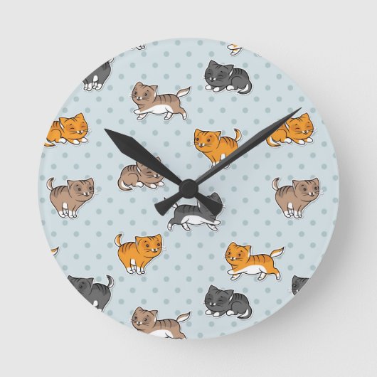 patroon met grappige katten ronde klok (Voorkant)